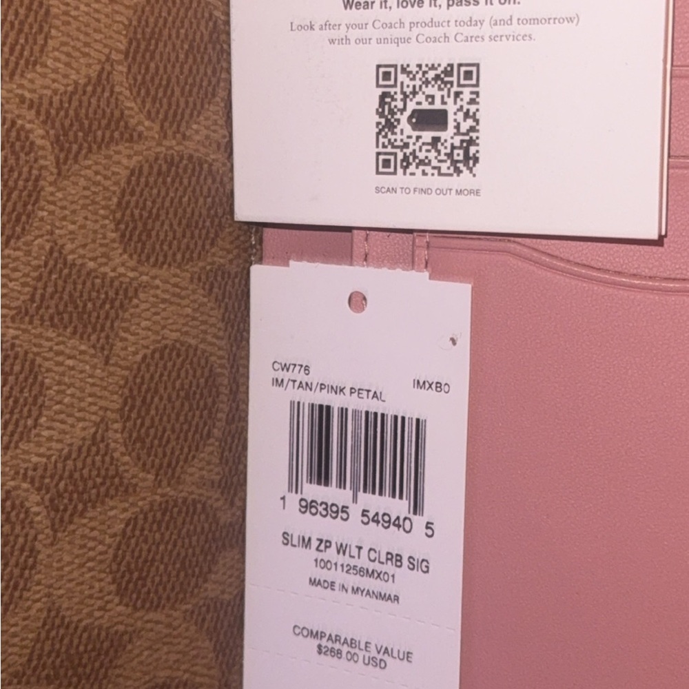 Coach Pink Pebbled Leather Wallet with Gold Logo - Picture 9 of 9